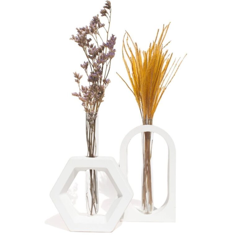 Vaso Decorativo Janela e Hexa 2 Pçs Conjunto Deco
