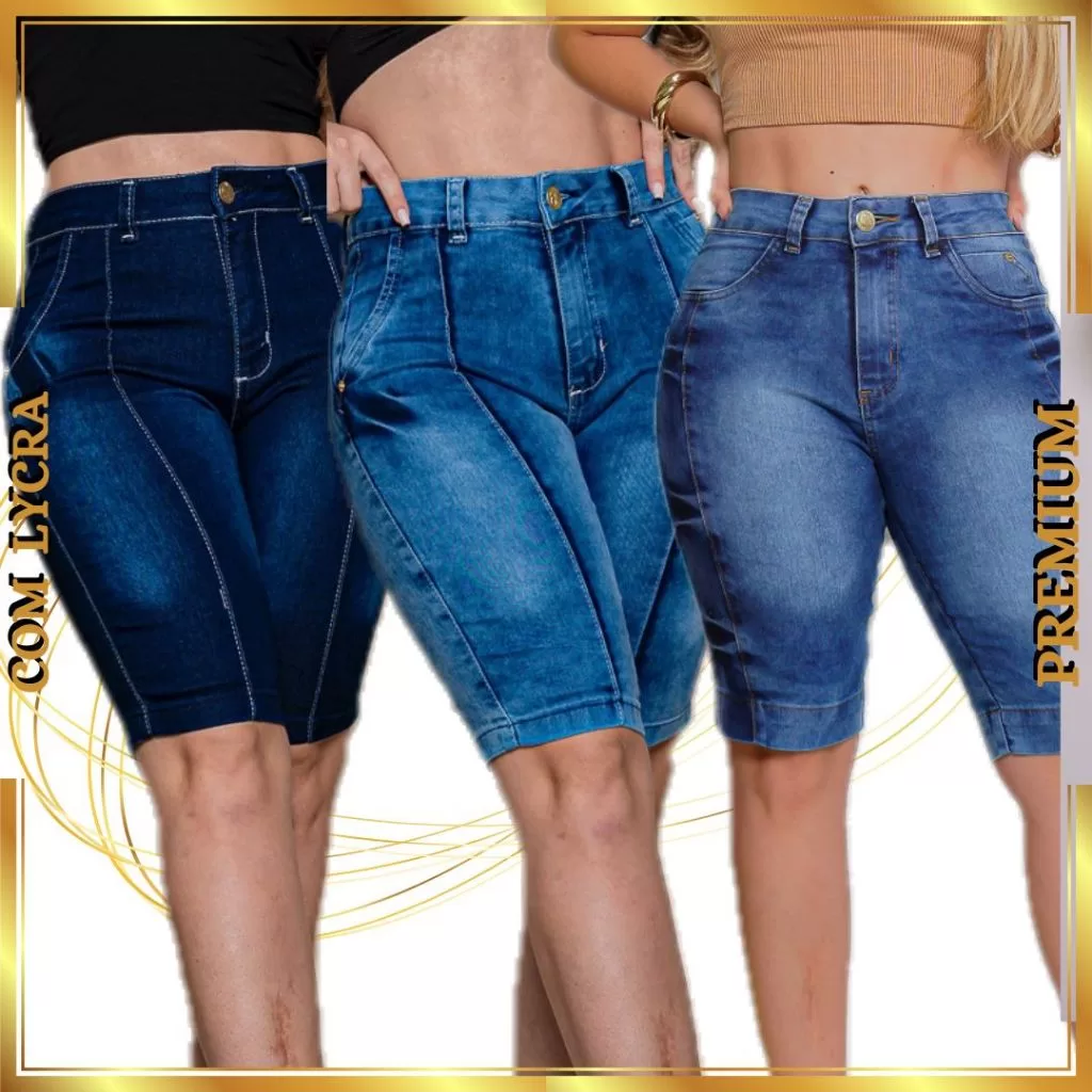 Bermuda feminina lisa sky Cintura Alta com lycra elastano conforto moda