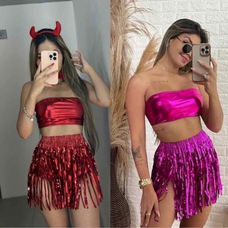Conjunto Carnaval Metalizado 3 Peças Hot Pants E 