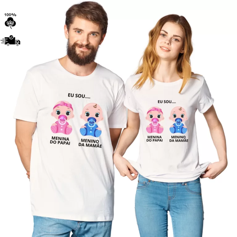 Camiseta Chá de Bebê Branca P ao G3 Camisa 100% 