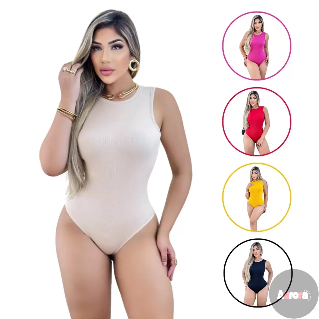Kit 3 Body Bori Feminino Malha Ribana Regata Lisa