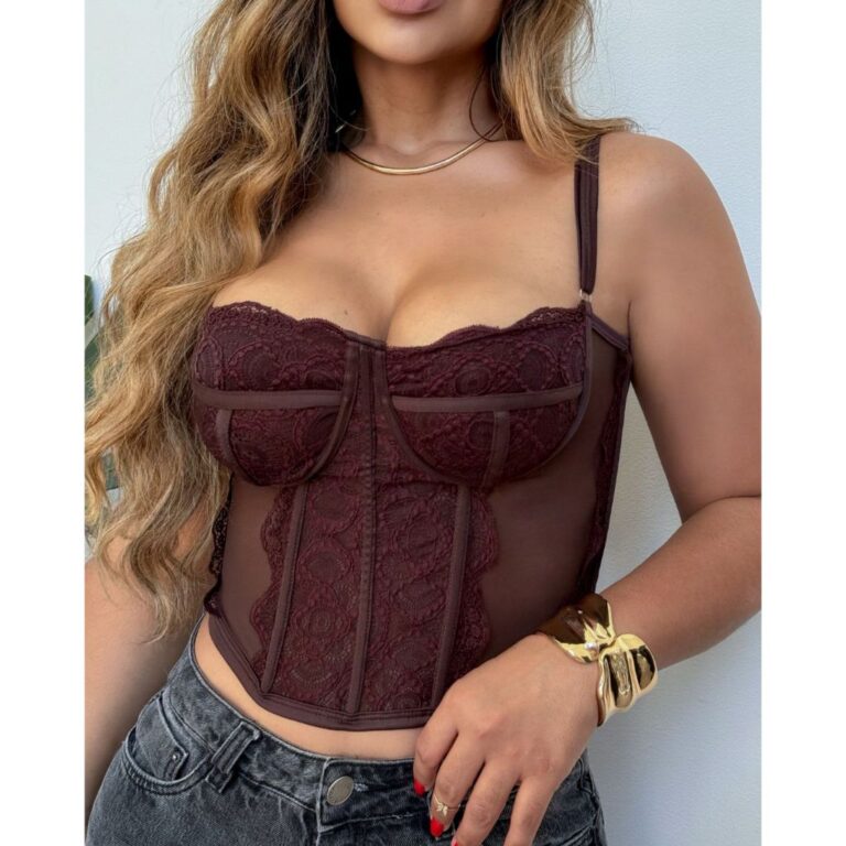 Corselet Corset Em Renda Com Ajuste Nas Costas