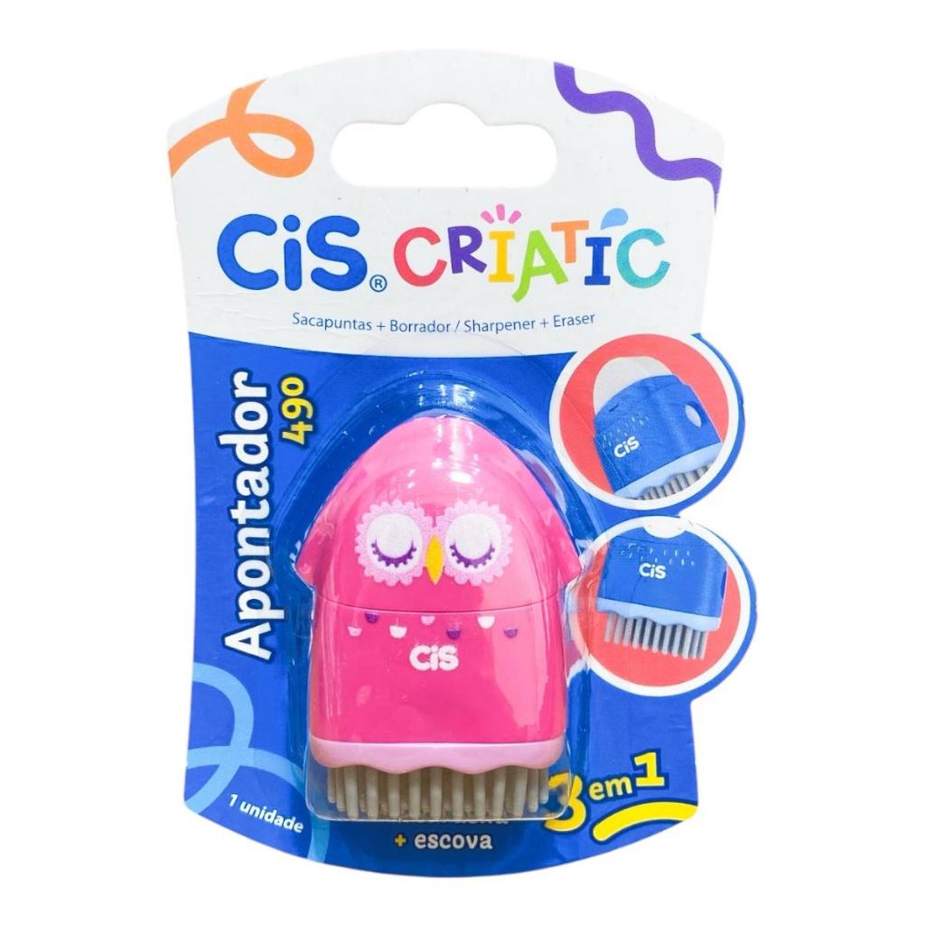 Apontador + Borracha + Escovinha Criatic 3 em 1 – Cis