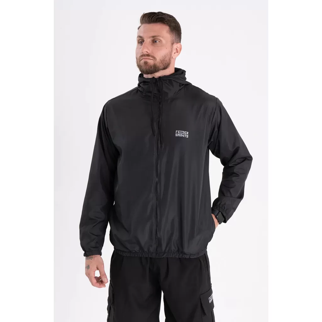 Jaqueta Corta Vento Lisa Rock Saints Com Capuz