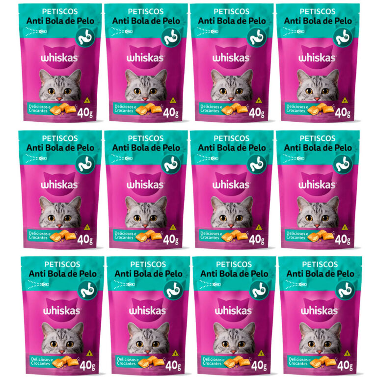 Kit 12 Sachês Petiscos Para Gato Whiskas Anti Bol