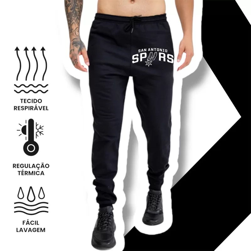Calça Moletom Grosso Confortável Corrida Times Basquete Esporte Americano Treino