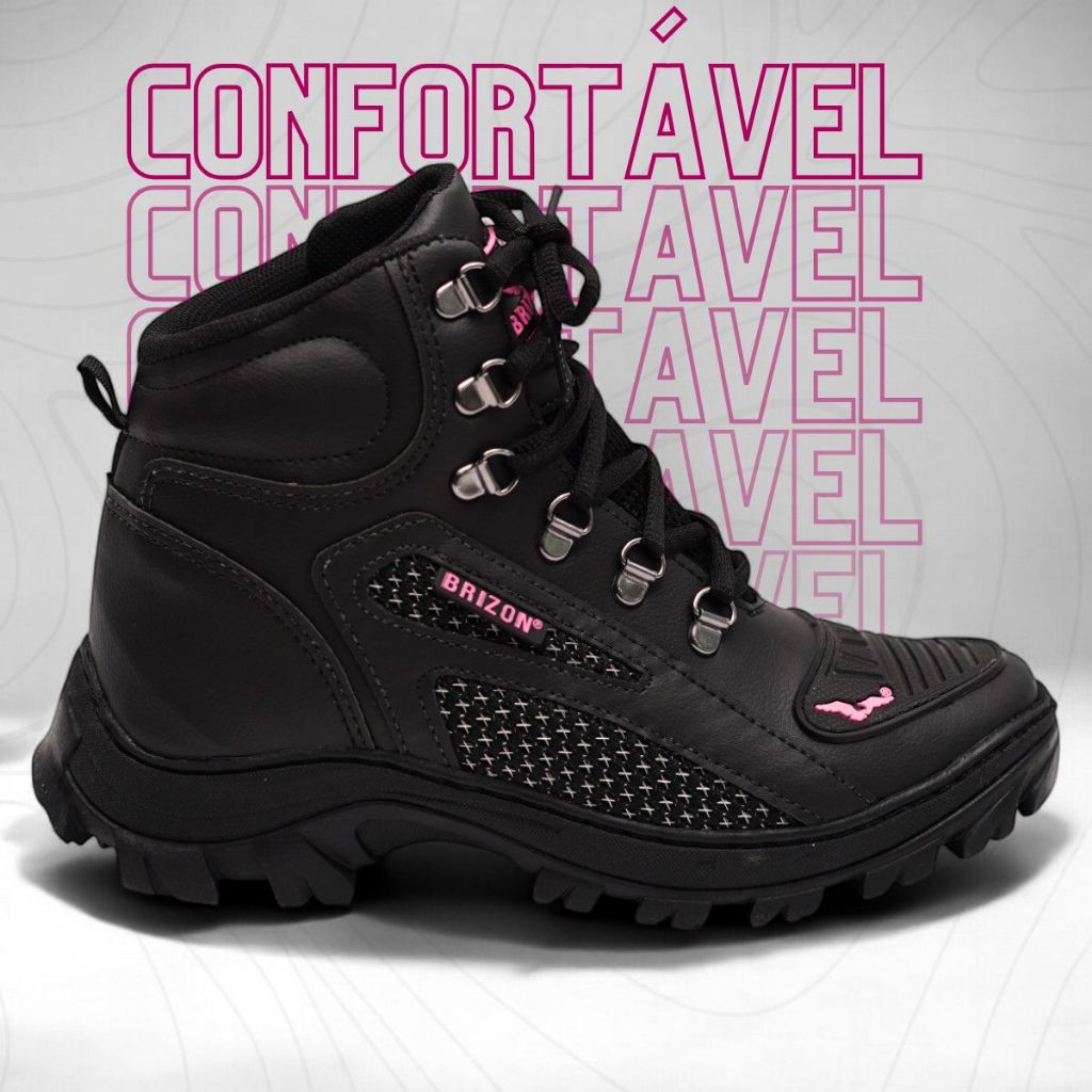 Bota Feminina Confortável Cano Alto para Trilhas e Passeios – Bico Protetor, Sola Antiderrapante