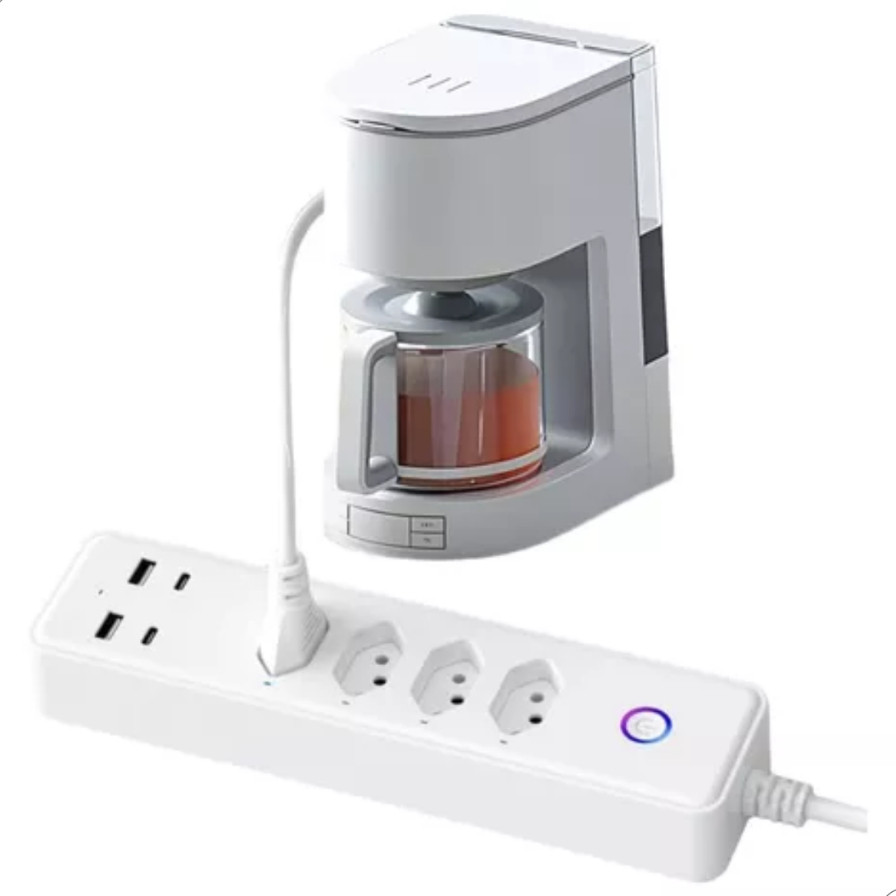 Régua Extensão Filtro de Linha Led 2 3 4 ou 5 Tomadas 2 Usb 2 Tipo C Bivolt