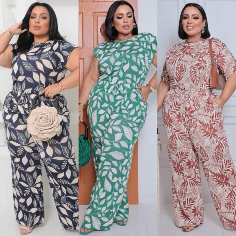 LANÇAMENTO Conjunto feminino PLUS SIZE pantalona calça blusa trabalho malha fria estampado elegante