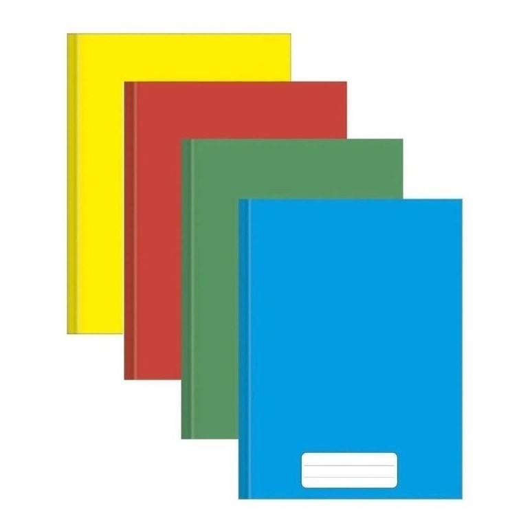 Kit 4 Cadernos Brochura Capa Dura 80 Folhas Colorido