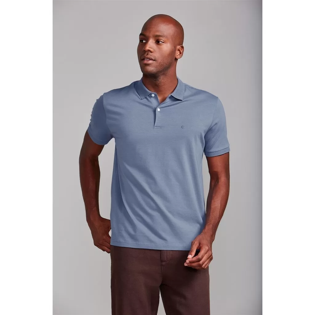 Camisa Polo Malha Comfort – Azul Jeans