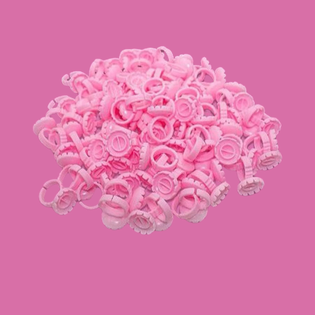100 Unidades Anel Batoque Flor Divisória Cola Henna Tinta Cílios – Anel Flor