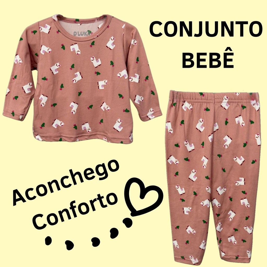 Pijama Conjunto Bebê Feminino Suede Modal Estampado 3101-A