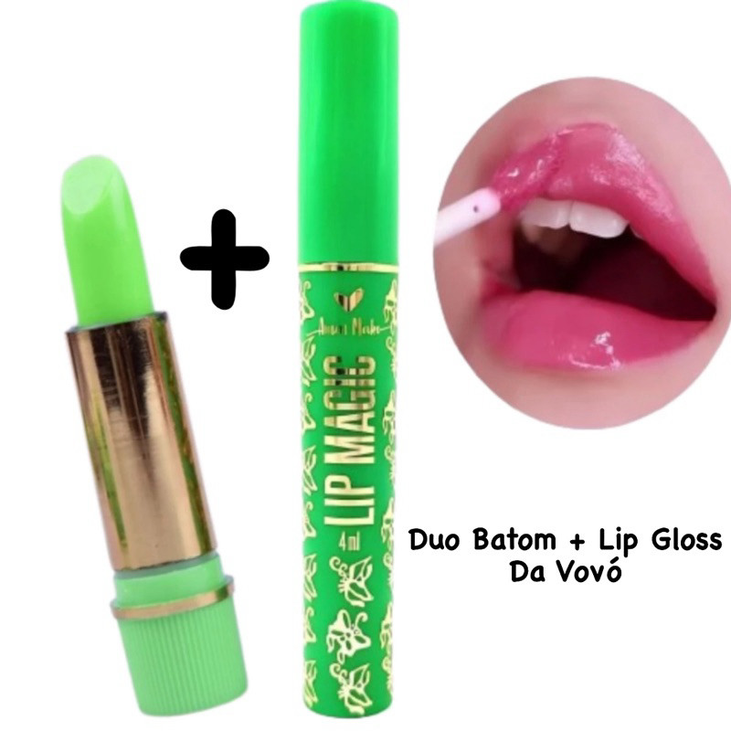 Kit Mágico da Vovó – Gloss Labial Lip Magic  + Batom Longa Duração 24 Horas – Produtos de Beleza
