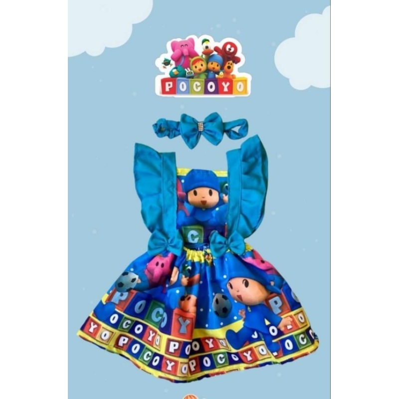 romper saia tematico pocoio veste até 2 anos