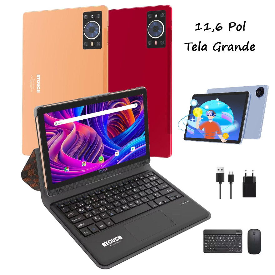 Tablet S-Tab Max128GB 6GB Ram A-touch Tela 11,6 Polegada 1366×768 px IPS Caneta Fone Mouse Android