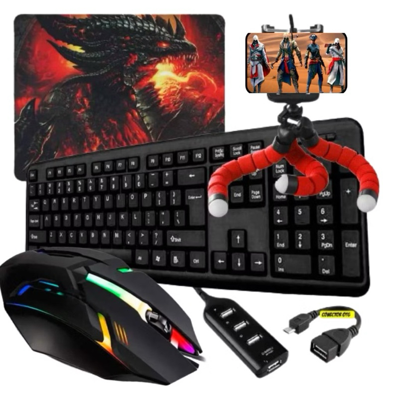 Kit Gamer Completo Mobilador Teclado Mouse Top Led Promoção