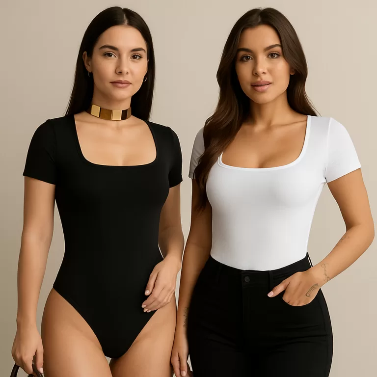 Kit 2 Body Feminino Decote Quadrado Manga Curta Su