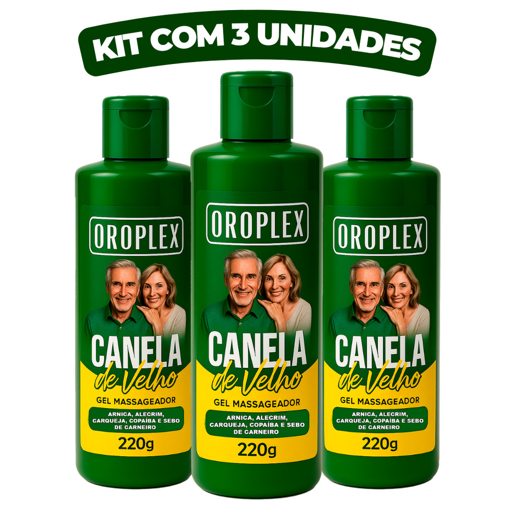 Kit 3 Pomada Massageadora Canela de Velho 220g Gel Arnica Alecrim Carqueja Copaíba Sebo de Carneiro