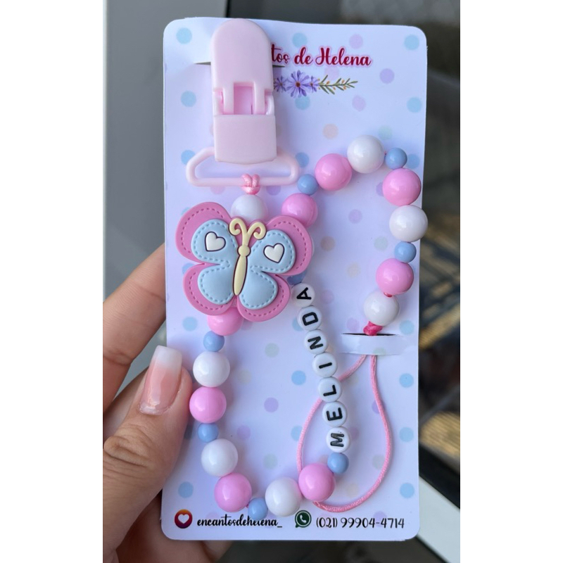 Prendedor de Chupeta Personalizado | Acessório Bebê | Encantos de Helena