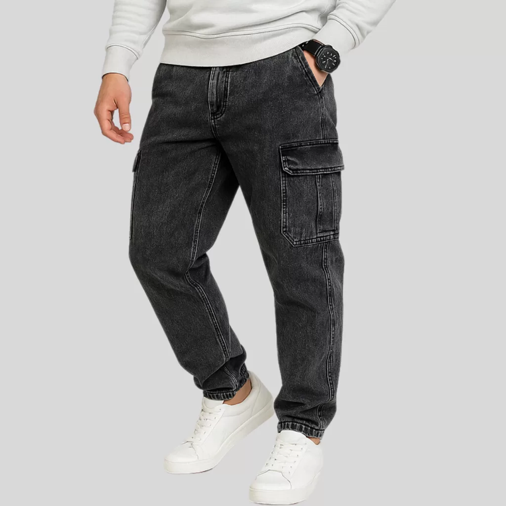 Calça Cargo Grafite Bolso Lateral Street Urbano Estilo Rua Streetwear Estonada Cinza Grafite