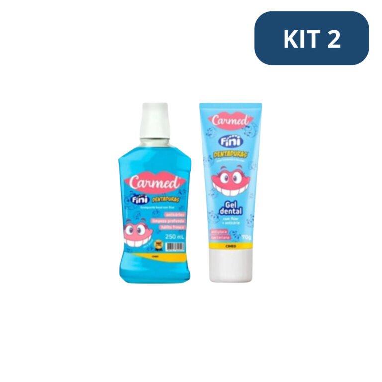 Kit Enxaguante Bucal e Gel Dental Carmed Fini Dent