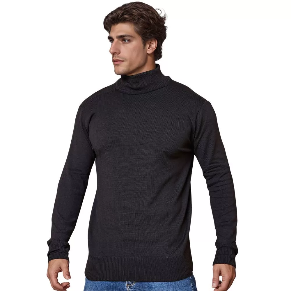 Cacharrel Blusa Masculina Gola Alta Segunda Pele Inverno Térmica Básica Trico
