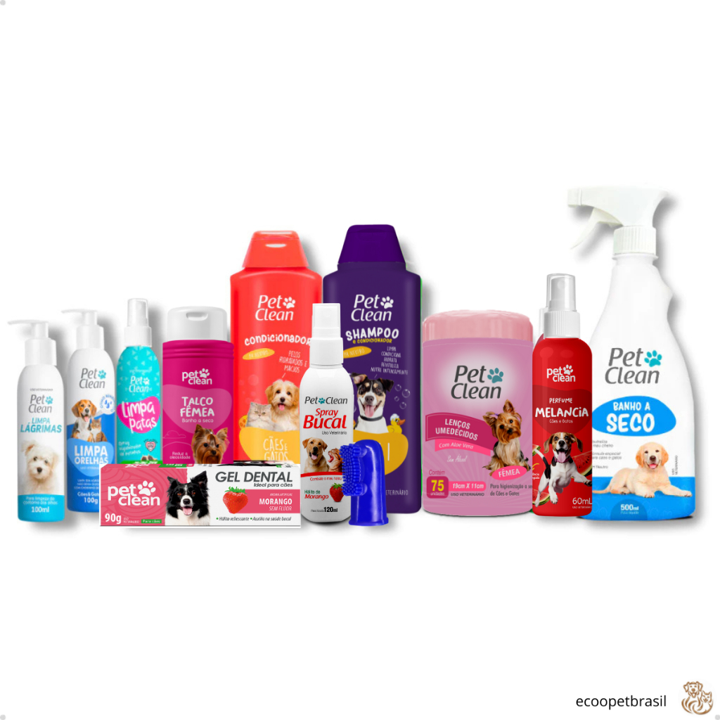 Kit Higiene e Banho Completo Para Cães e Gatos Femea Pet Clean – Perfume Melância