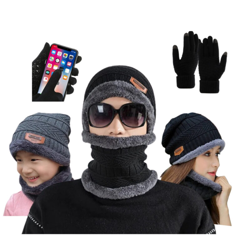 Kit Toca de Frio Touca Gorro + Luva de Frio Touch 