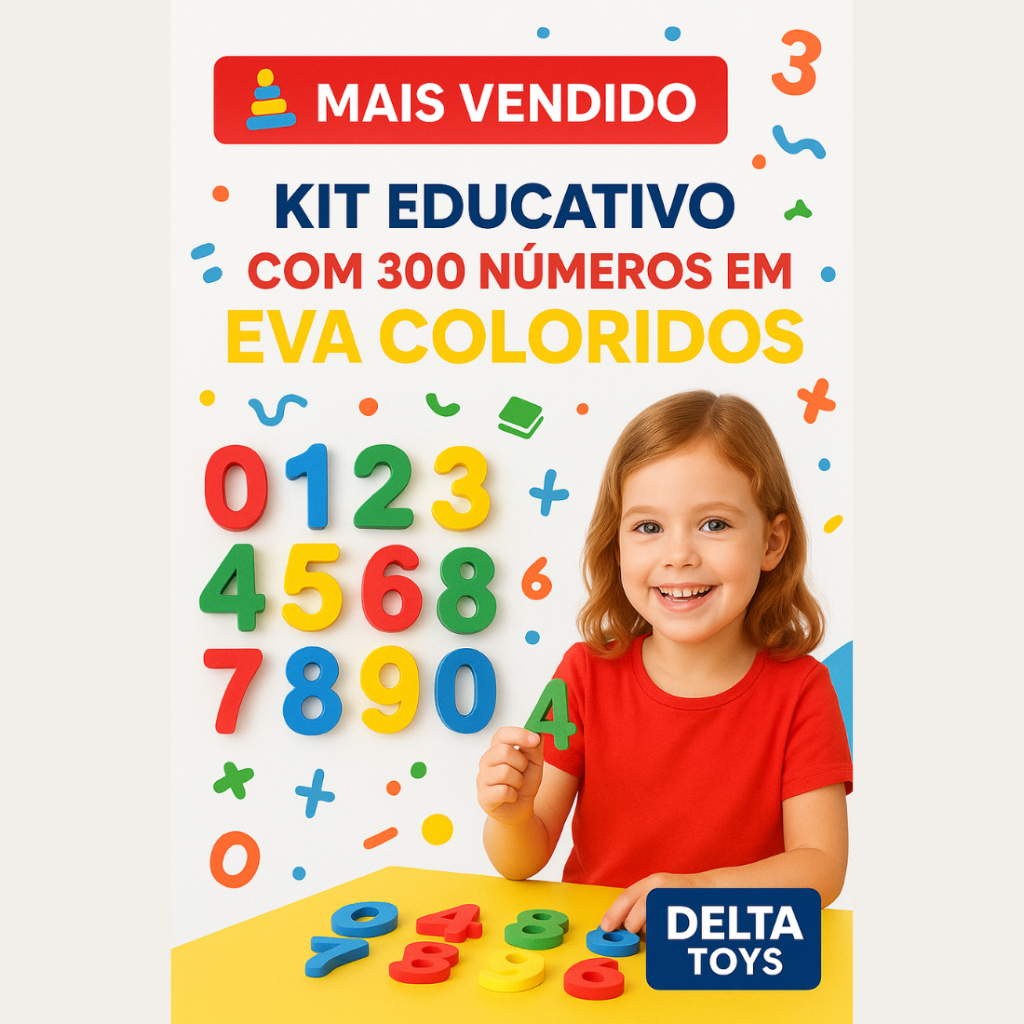 Números em EVA 300 Unid. Coloridos Educativos  Ideal p/ Escolas, Brincadeiras e Decoração Infantil