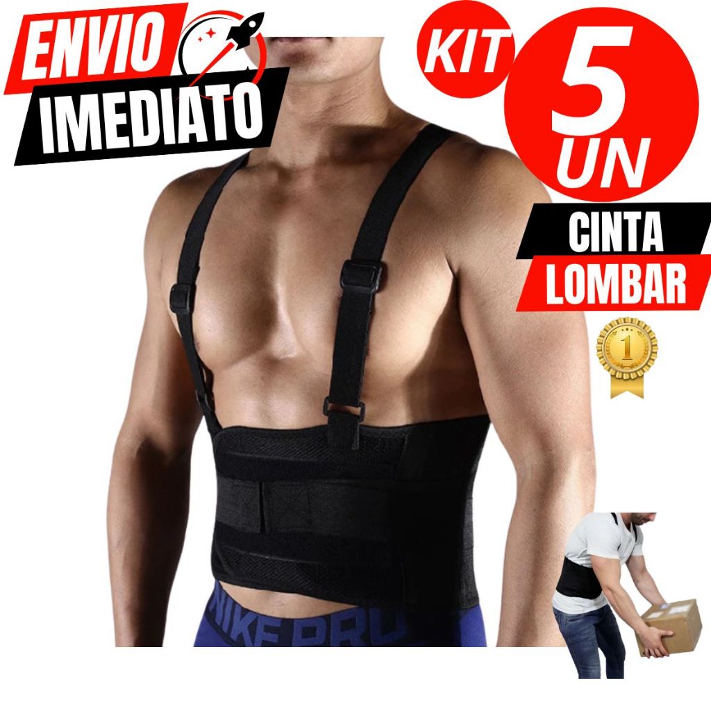 Kit 5 Cinta Para Coluna Masculino Lombar Corretor De Postura Protetor