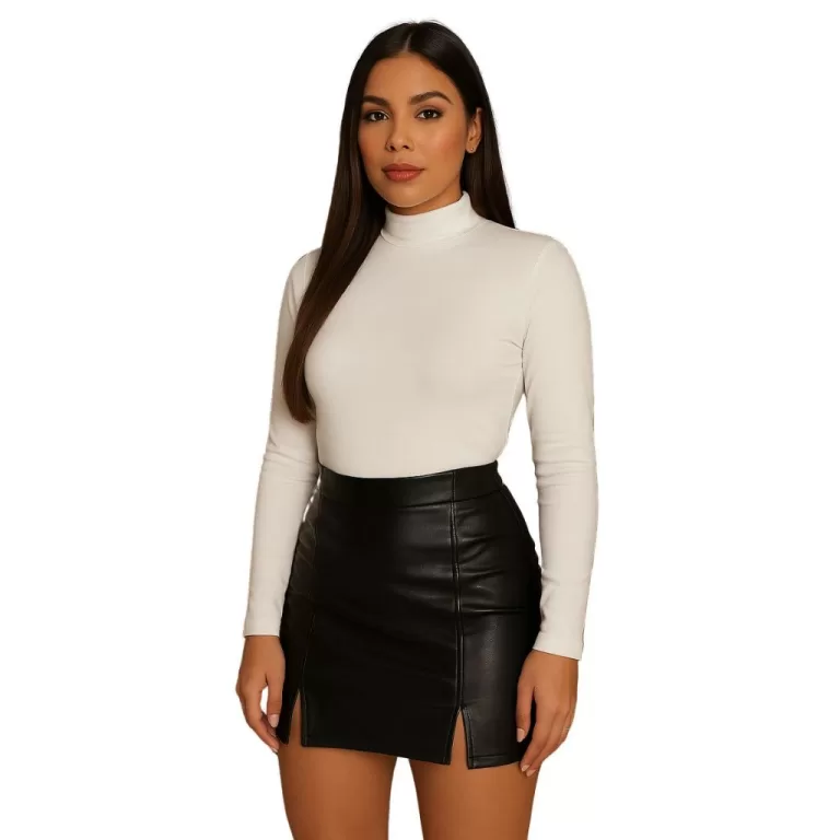 Blusa Feminina Manga Longa Gola Alta Viscolycra In