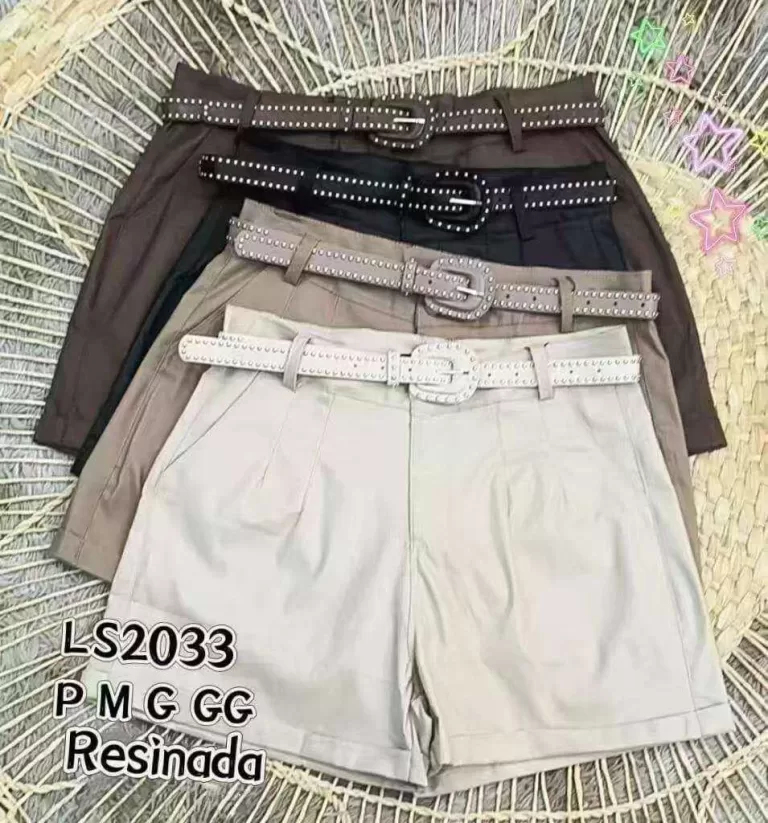 short resinado flanelado com cinto , importados de