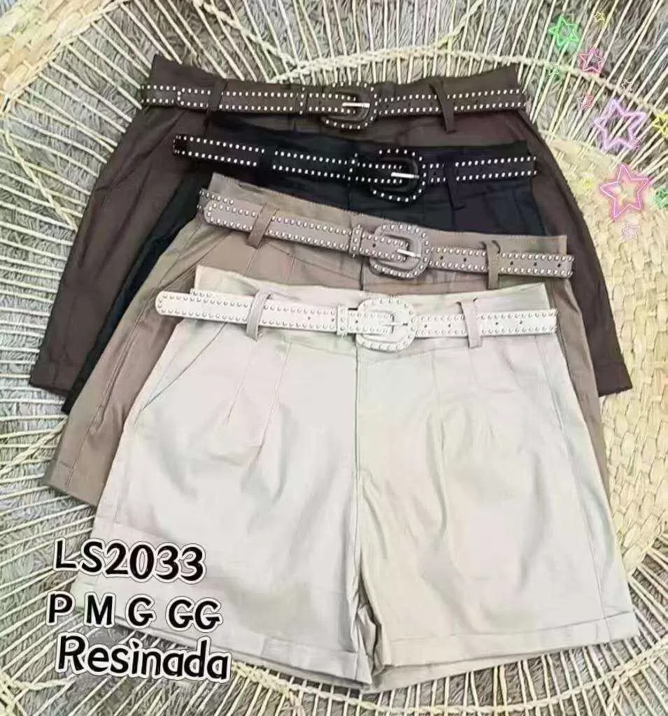 short resinado flanelado com cinto , importados de alta sofisticação -cod:B05