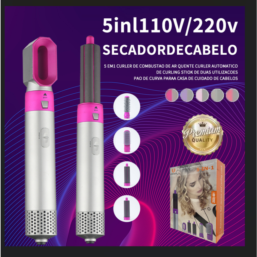 Escova Secadora De Cabelo 5 Em 1 Profissional Modeladora Unique