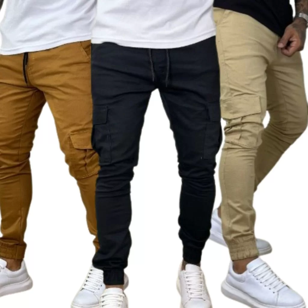 Kit Com 3 Calças Jogger Cargo Linha Premium