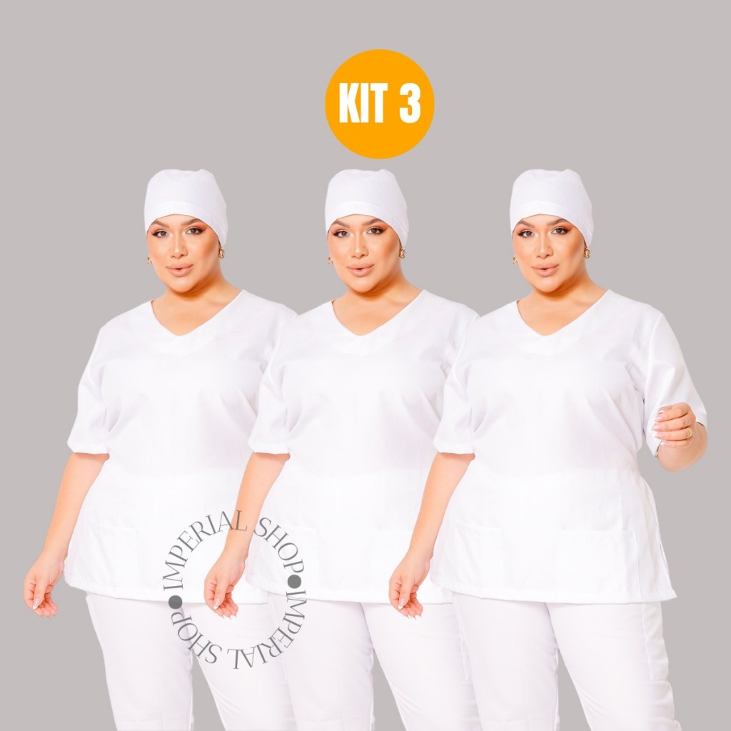 Kit 3 Privativo Oxfordine Estética Clínica Pijama Cirúrgico Scrub Plus Size – Tokio