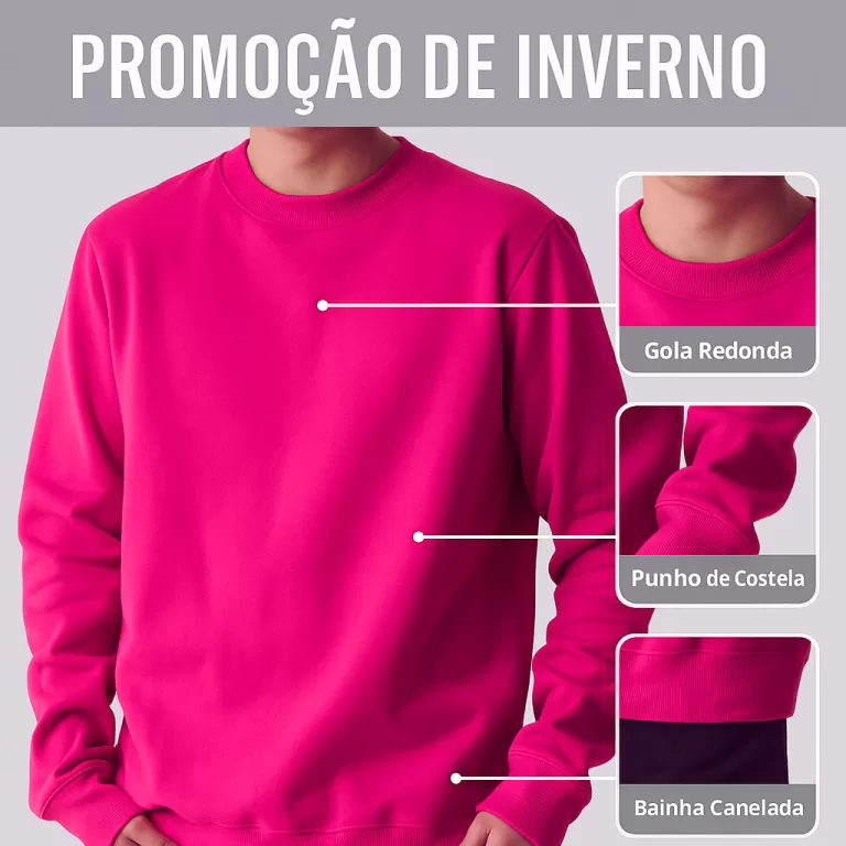Moletom Gola Careca  Unissex Algodão Atacado Prom