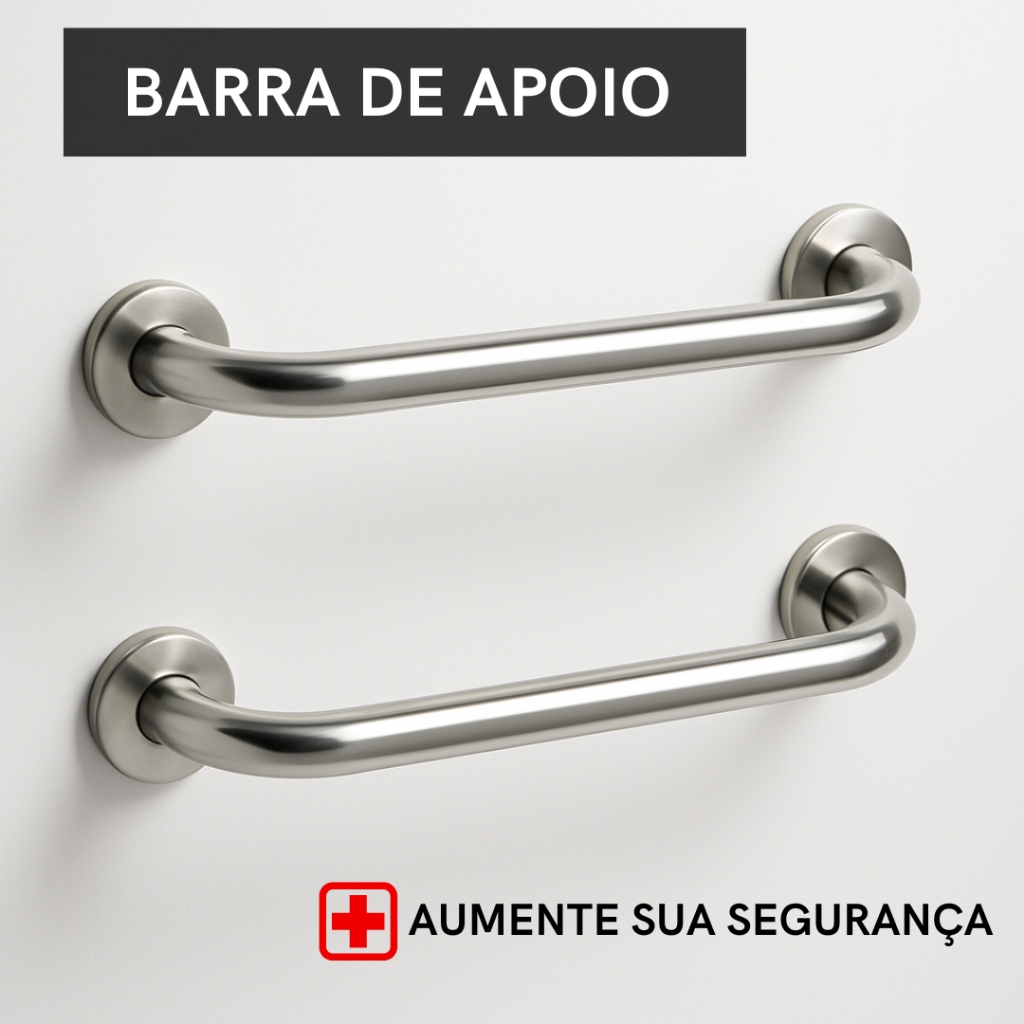 Barra Apoio para Banheiro Box Alça Corrimão Aço Inox Deficiente Idoso 80cm
