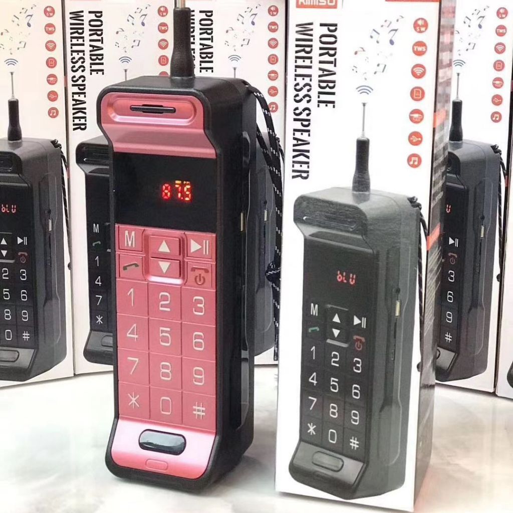 Caixa De Som Bluetooth Portátil Com Bateria Potente Formato de Telefone Ligação Viva-Voz Radio FM