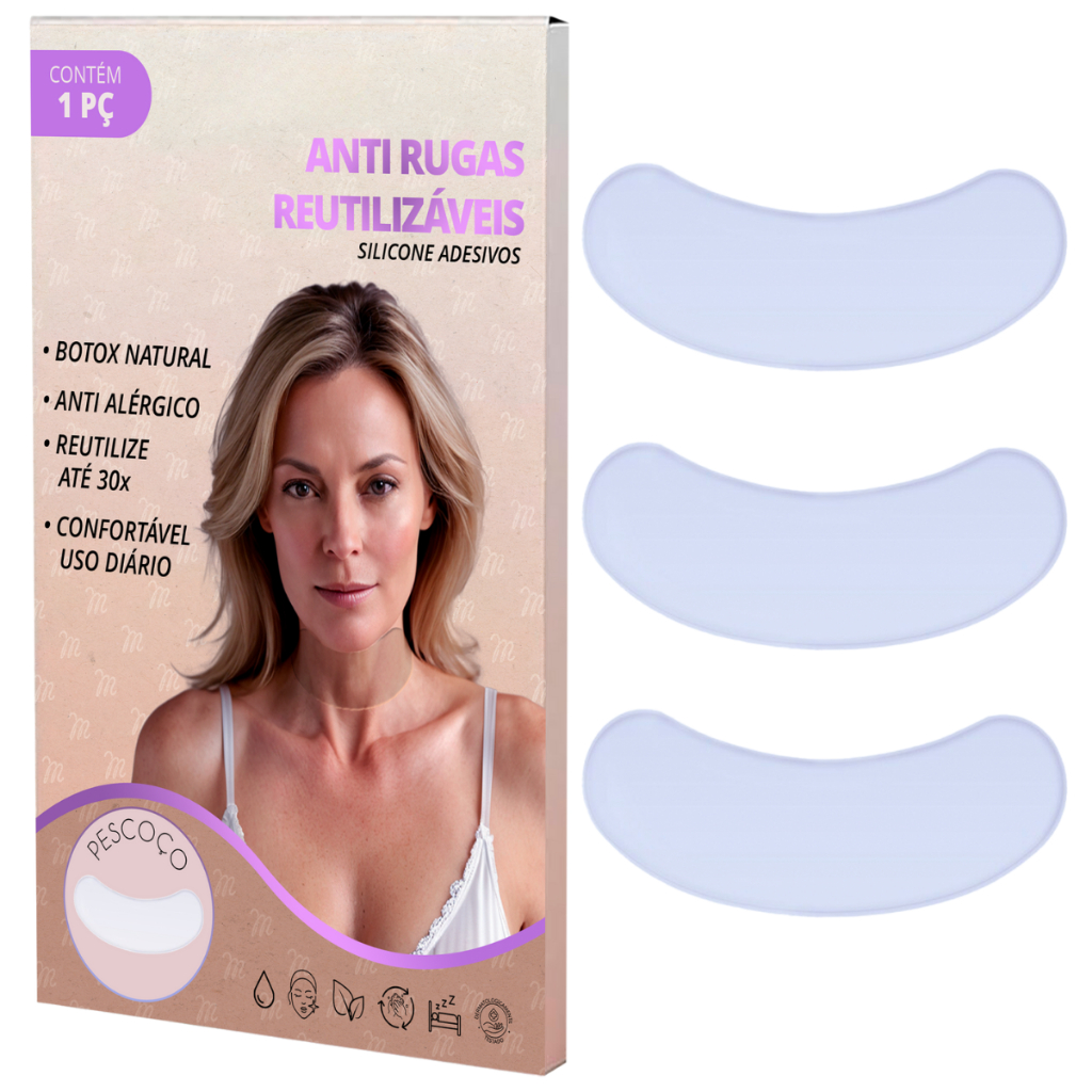 Kit com 3 Silicone Colágeno Adesivo Anti Rugas Pescoço Adesivo para Rugas Papada do Pescoço Skin Car