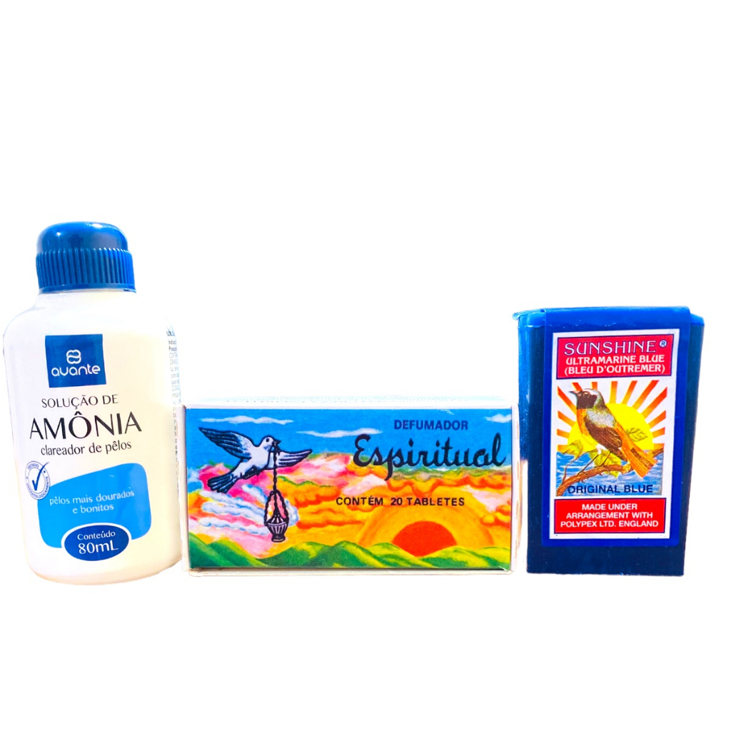 Kit Poderoso Limpeza Espiritual Anil Defumador Espiritual Amonia