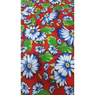 Tecido Chitão Estampado Floral Fundo Vermelho