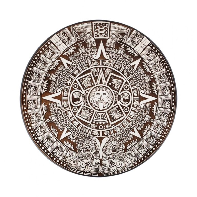 Calendário Asteca Decorativo Em MDF 30 cm Branco