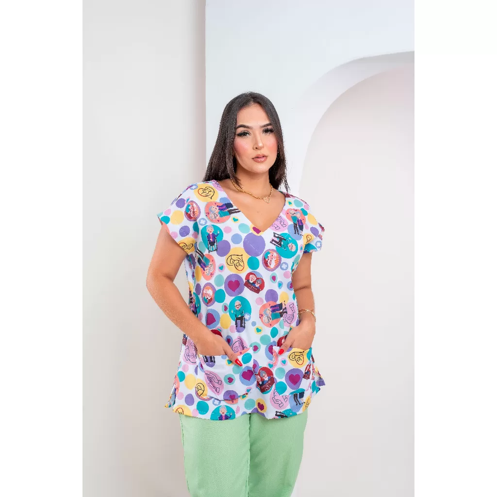 Conjunto Pijama Cirúrgico estampado CUIDADORA