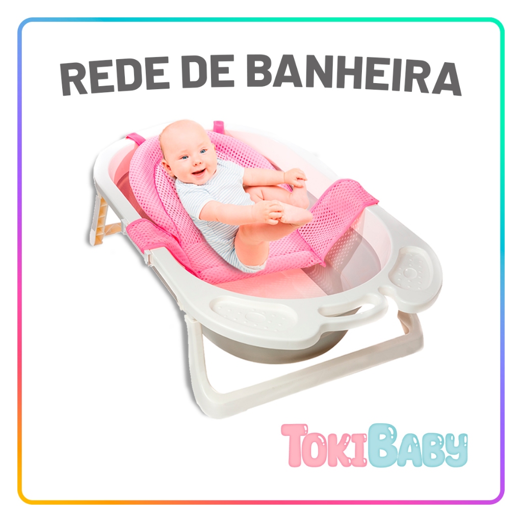 Rede De Proteção Redutor Banheira Do Bebê Apoio Segurança Ideal para o Banho do Bebê Toki Baby
