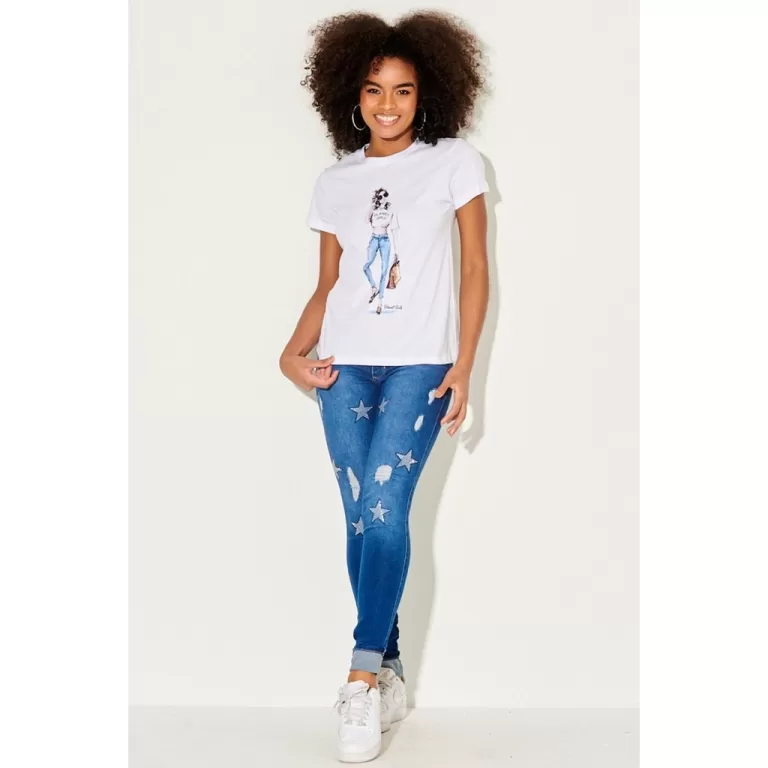 Calça Jeans Feminina Skinny Puído Planet Girls J