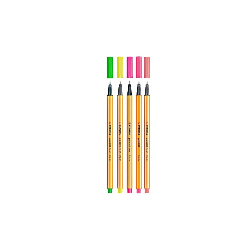 Caneta Stabilo Point 88 Fineliner – 5 Cores Neon