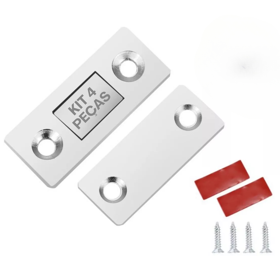 Fecho Trava Porta Imã Ultra Forte Magnética Kit C/ 4 Peças Para Porta Janela Gaveta Gabinete Portão