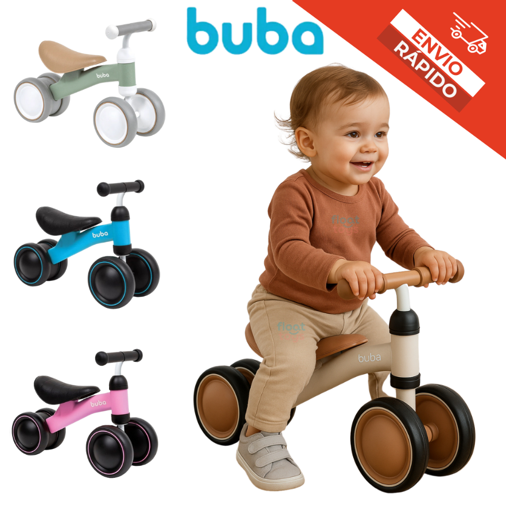 Bicicleta Equilíbrio Infantil Andador Sem Pedal 4 Rodas Bebê Buba Criança